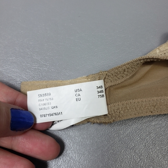 3/$15 sweet nothings by Maidenform tan lace bra size 34B, underwire, - Picture 6 of 7